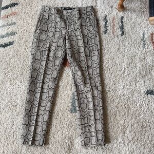Zara Woman Black and Cream Snakeskin Trousers